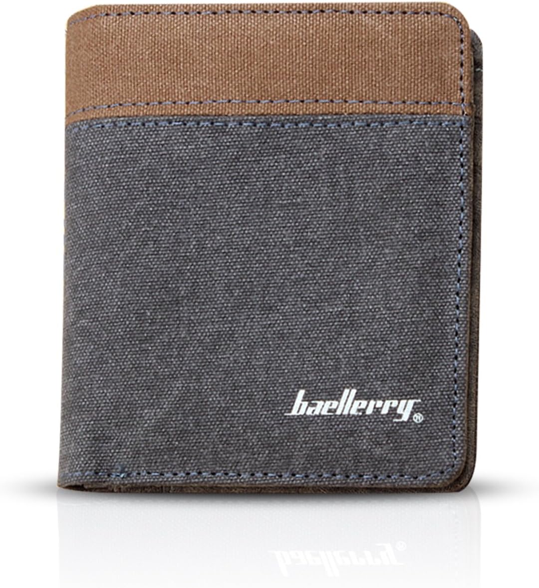 Casual Short Wallet Multi-Card Position Business Travel Student Portable Men Vertical Purse Wear-Resistant Canvas Tan B