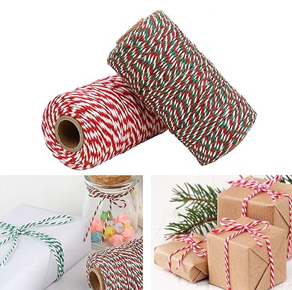 Amazon Co Jp クリスマス用より糸 コットン紐 クリスマスホリデーベーカー ギフトラッピングコード より糸巻き 合計656フィート 産業 研究開発用品