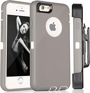 iPhone 6 Case, Fogeek Heavy Duty PC + TPU Combo Protective Case for iPhone 6/6S w/ 360 Degree Rotary Belt Clip & Kickstand (Light Grey/White)