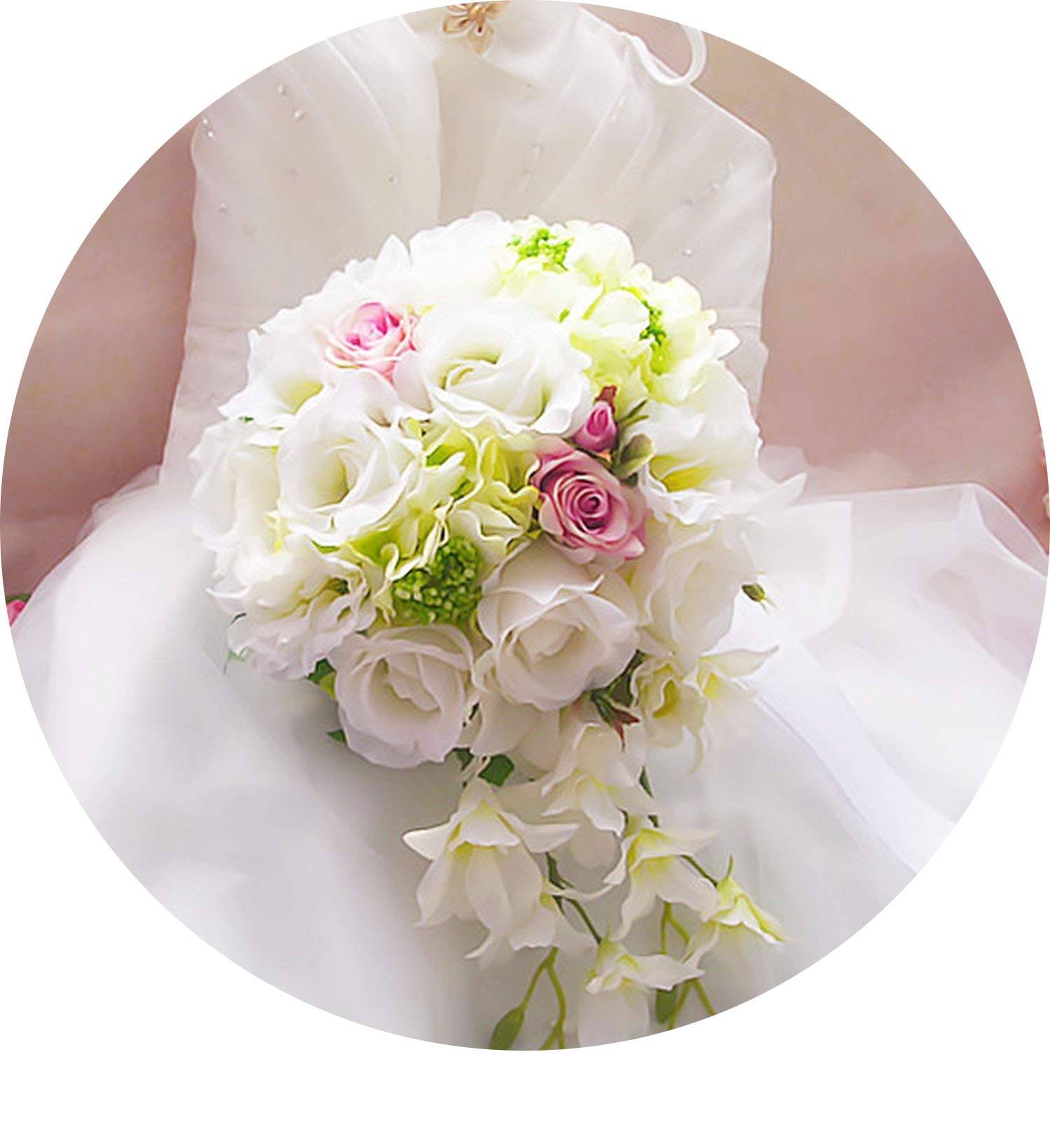 Can T Be Satisfied Ivory Pink Purpl Cascading Bridal Bouquets Roses Orchid Artificial Silk Flower Handmade Wedding Bouquet Pink Silk Flower Arrangements