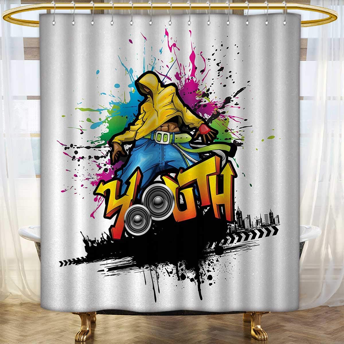 Amazon Com Anhounine Youth Shower Curtains Mildew Resistant Young