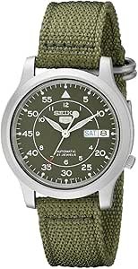 Amazon Com Seiko Men S Snk805 Seiko 5 Automatic Stainless Steel Watch With Green Canvas Seiko Watches