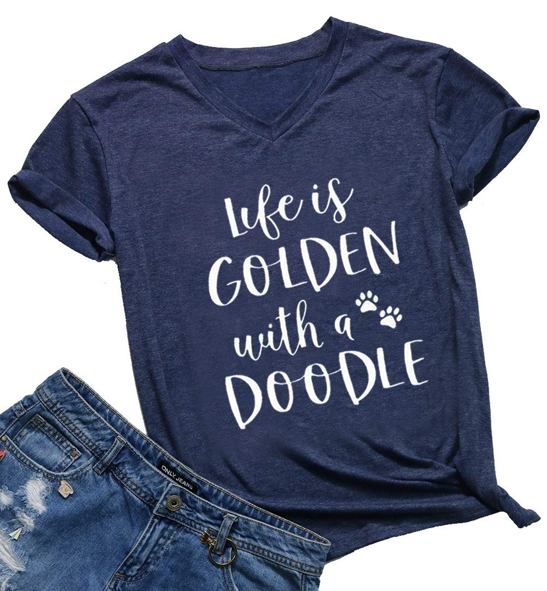 Umsuhu Life Is Golden With A Doodle Doodle For Golden Doodle Dog Lover Gifts T Shirt