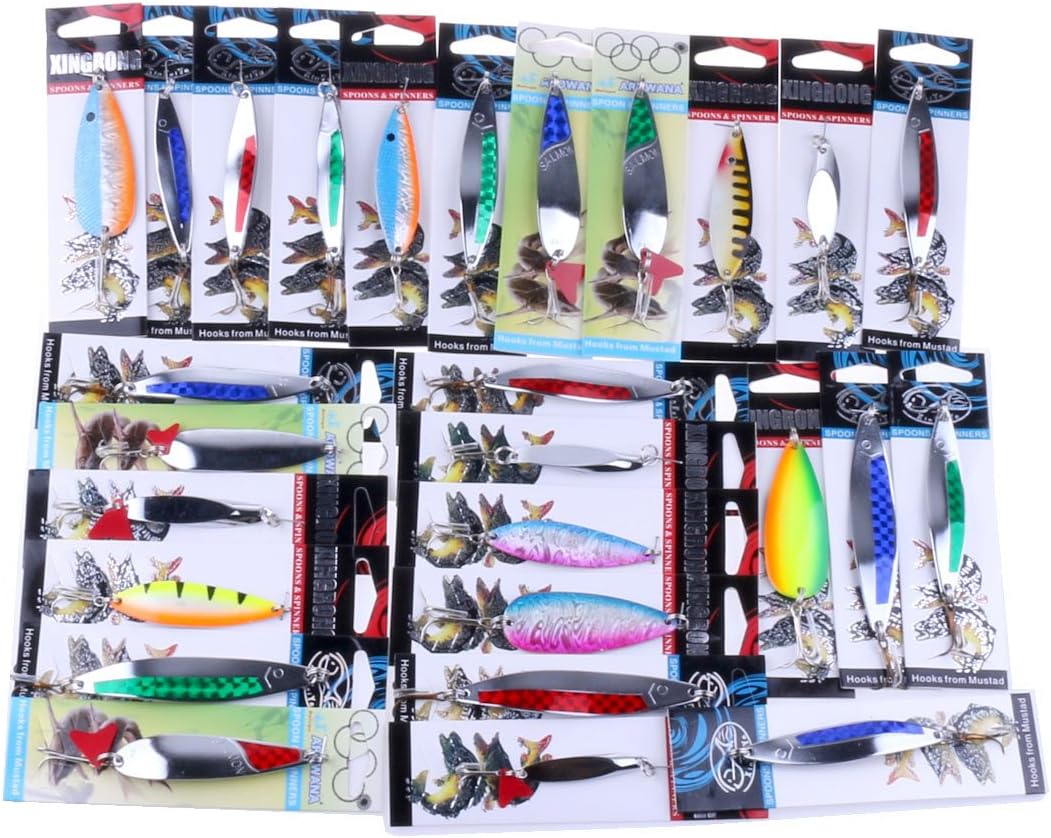 SHJNHAN Details About Fishing Lures Metal Spinner Baits Crankbait Assorted Fish Tackle (Multicolor)