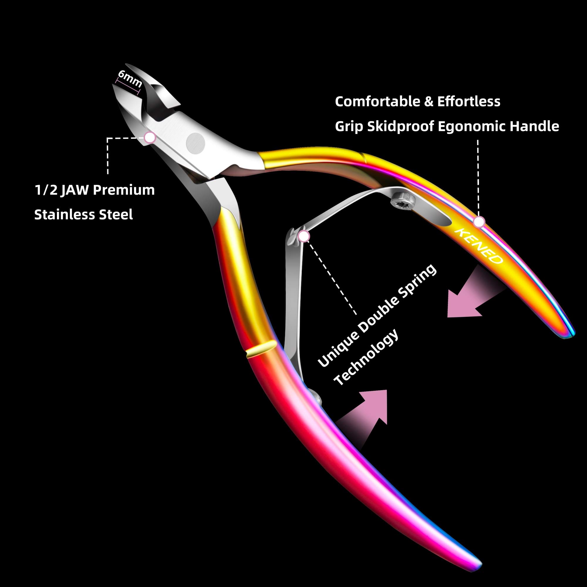 KENED Nail Care Kit - 3 in 1 Manicure Set - Cuticle Nipper, Cuticle Cutter and Cuticle Scrapper - Perfect Nail Care At Home - Stylish and Efficient Nail Tools