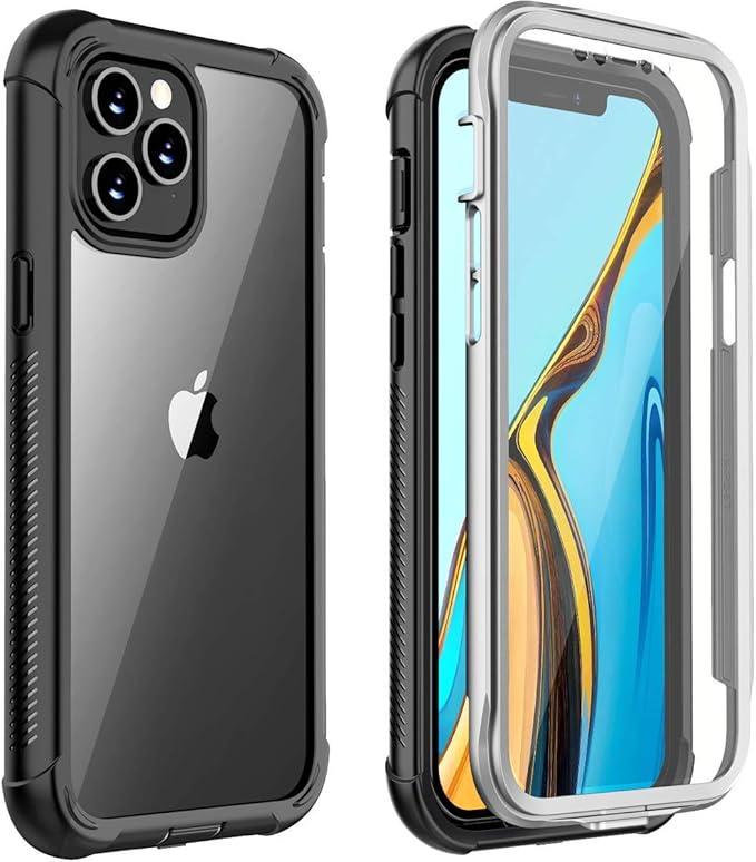 Huakay For Iphone 12 Pro Max Case 5g Built In Screen Protector Full Body Protection Heavy Duty Shockproof Case For Iphone 12 Pro Max 6 7 Inch 5g Black Clear Amazon Co Uk Electronics