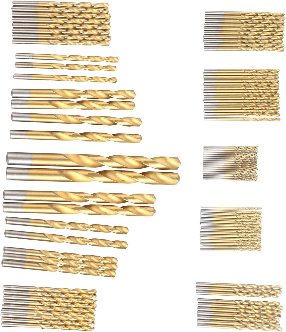 HALJIA 99Pcs Woodworking Twist Drill Bit Set 1.5-10mm Small HSS High Steel Titanium Coated Round Shank Tool for Wood Plastic Aluminum Copper Steel