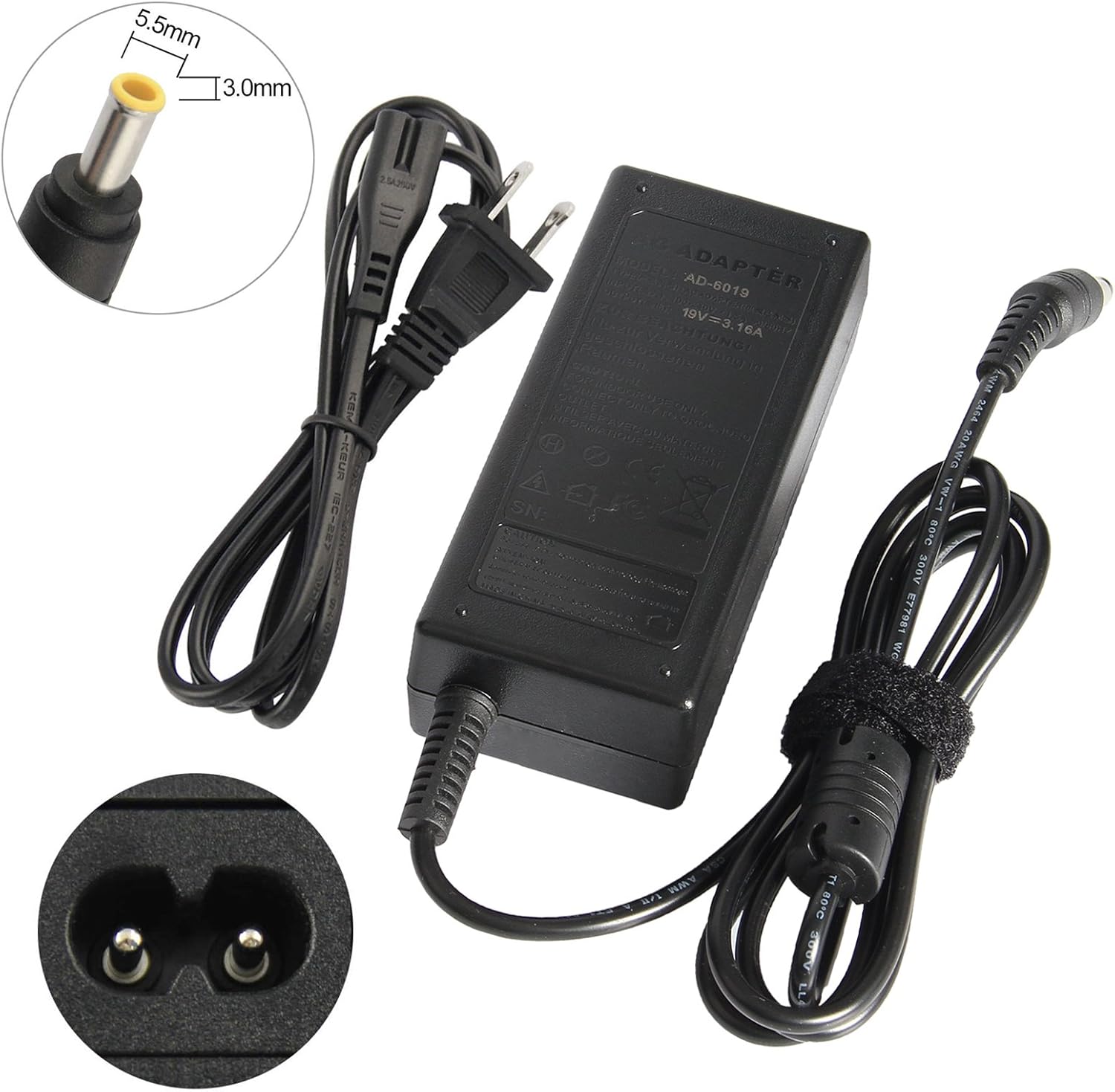 ACDoctor Power Adapter Charger for Samsung R540 R530 R580 R440 R480 QX410 Q430 P560 NP-NF310 R580I R580E R540E R540 R440I R480I R430I P560I Q430H R530CE Samsung N110 N120 N130 N140 Power Supply Cord