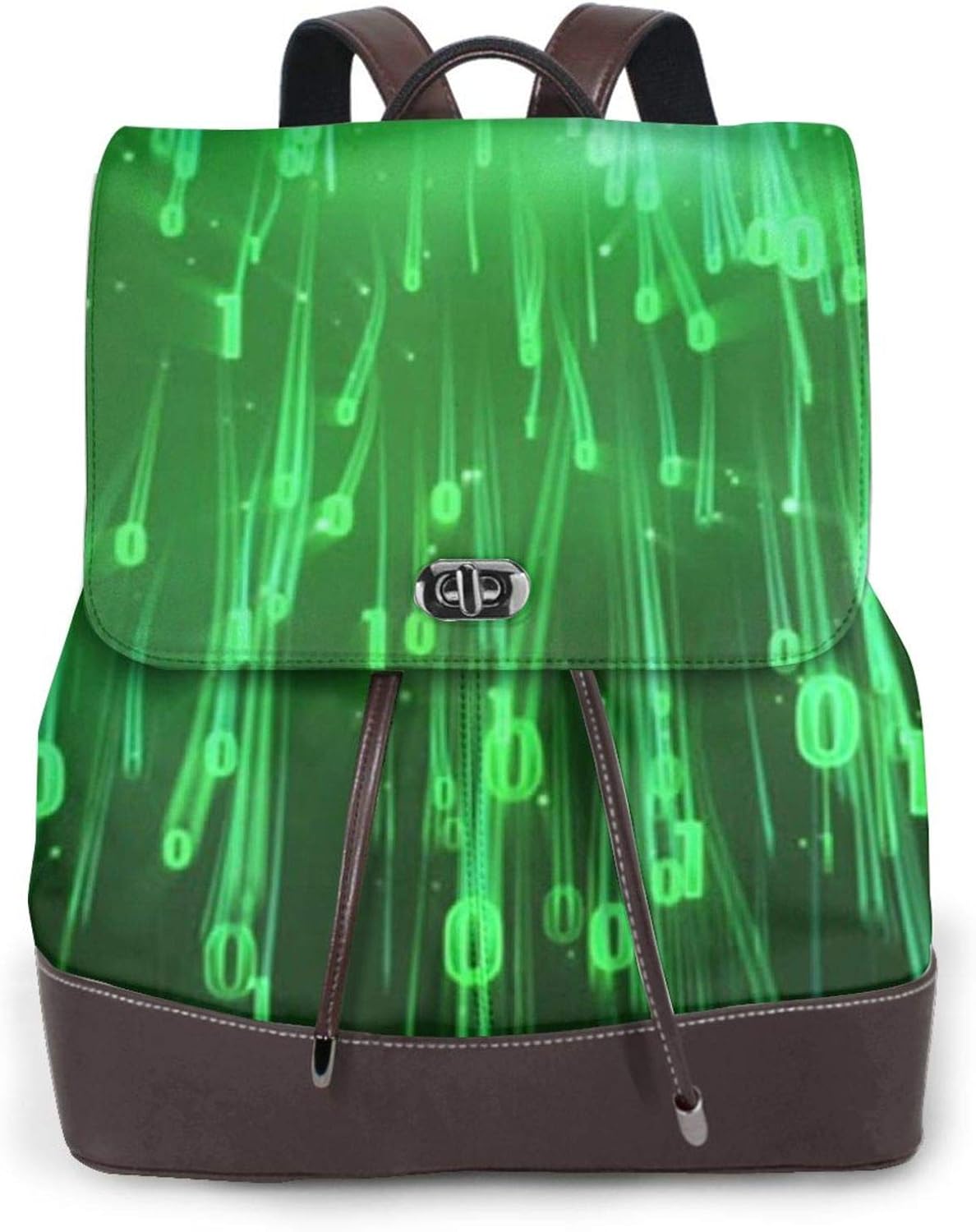 Women'S Leather Backpack,Hacker Era Print Women'S Leather