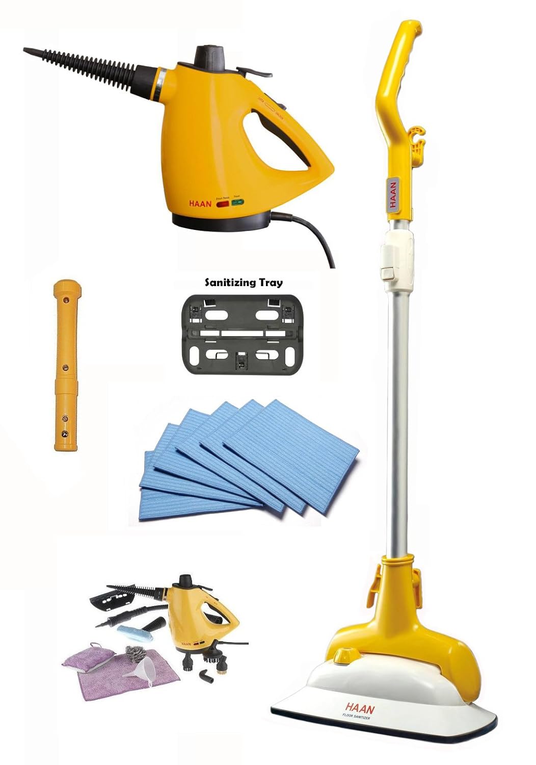 Amazon.com: Haan Deluxe Total Home Steam Cleaning System Includes FS-20+  Steam Floor Sanitizer & HS-20 Lightweight Handheld Personal Home Steamer  with 6 ...