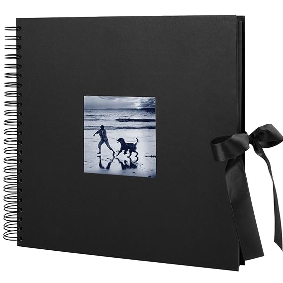 bitFire Jumbo Fotoalbum Fine Art DIY (32 x 32 cm, 60 Schwarze Seiten, Fotobuch mit Ausschnitt für Bildeinschub) Album schwarz