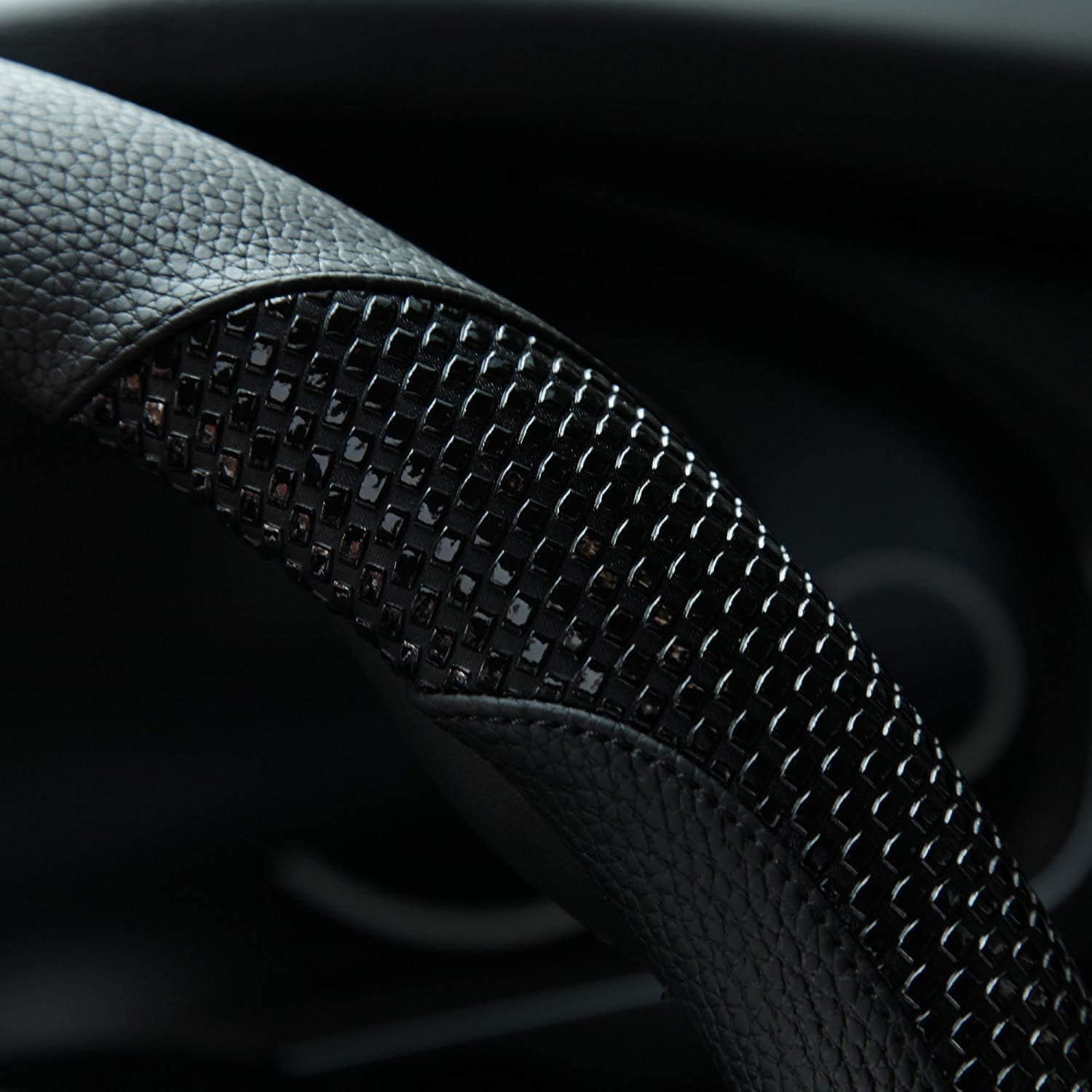 Valleycomfy Microfiber Leather Steering Wheel Covers Universal 15 inch (Black): Automotive