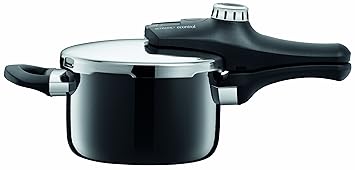 Silit Sicomatic econtrol Schnellkochtopf 2,5l, Silargan Funktionskeramik, 3 Kochstufen Einhand-Drehregler induktionsgeeignet, spülmaschinengeeignet, schwarz, Ø 18 cm