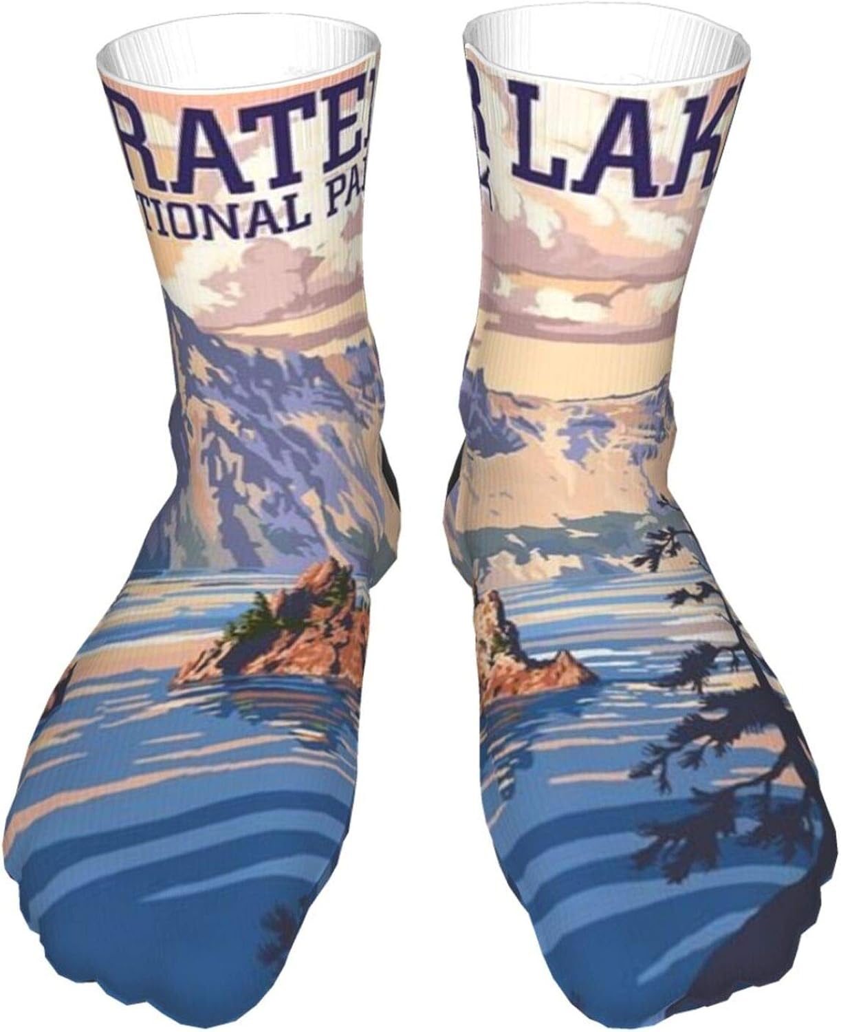 Men'S Women'S Custom Crew Socks Crater Lake