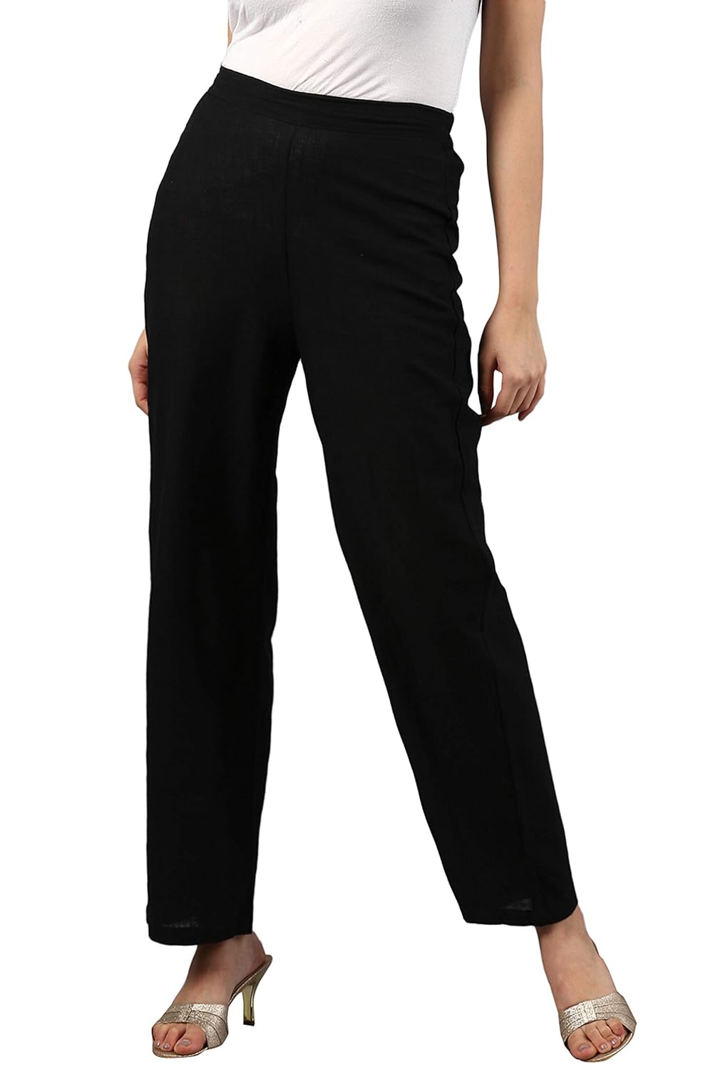 janasya women's rayon mirror work straight kurta with palazzo