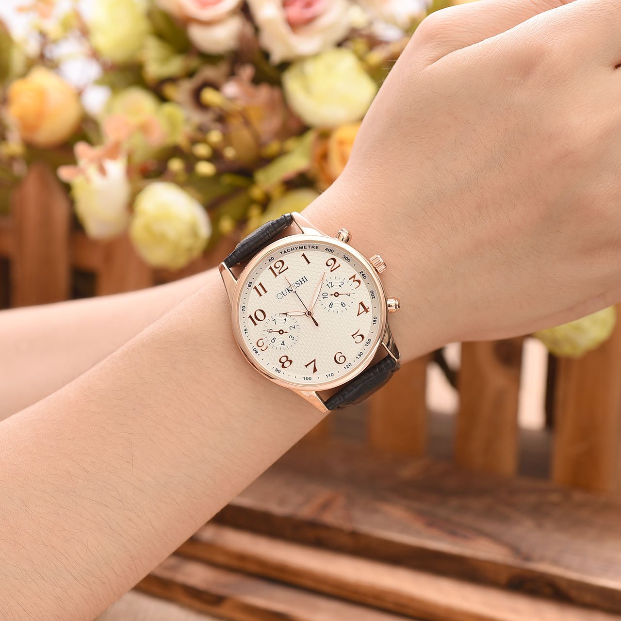 JSDDE Montre Homme Montre Deux Cardan Montre Vintage Montre Grand Cardan Bracelet en PU Quartz Analogue