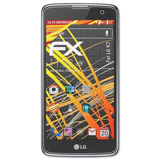 atFolix Schutzfolie kompatibel mit LG K7 / Tribute 5 Displayschutzfolie, HD-Entspiegelung FX Folie (3X)