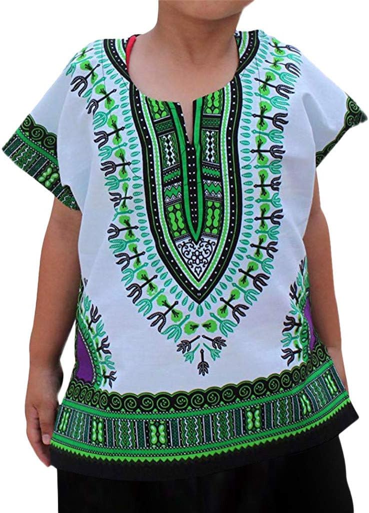 New~Colorful Short Sleeve for Kids,Bright African Colour Child Dashiki T Shirt Tee Tops Vest Viahwyt Baby Clothing