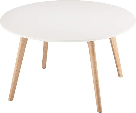 Furnhouse Moderne Scandinave Retro Vintage Design Blanc Table A Cafe Life Couleur Naturelle Chene Massif Pieds 80x80x45 Amazon Fr Cuisine Maison