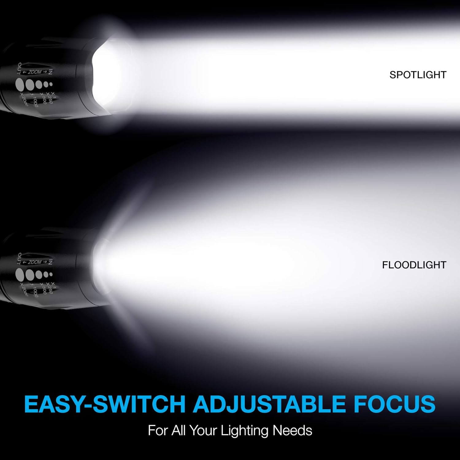 Vont 'Blaze' Tactical Flashlight, 2 PACK, LED Flashlights, Extremely Bright Flash Light, High Lumen, Adjustable Beam, Water-resistant, Great for Hiking, Camping, Survival, Emergency, Outdoors - - 