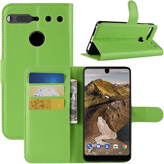 Amazon Com Fettion Essential Phone Ph 1 Case Premium Pu Leather Wallet Case Book Flip Phone Case Cover With Kickstand And Credit Card Holder Magnetic Closure For Essential Phone Ph1 Green