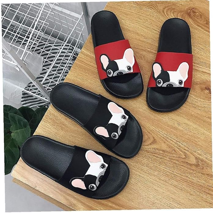 Cartoon French Bulldog Print Summer Slide Slippers For Men Women Indoor Open Toe Sandal Shoes Amazon Co Uk Shoes Bags