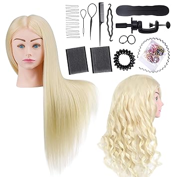 doll head with real hair to style