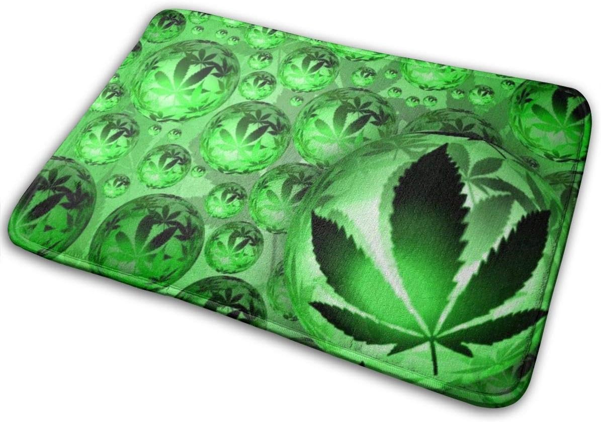 Beauty Green Psychedelic Marijuana Weed Leaf Doormat Entrance Mat Floor