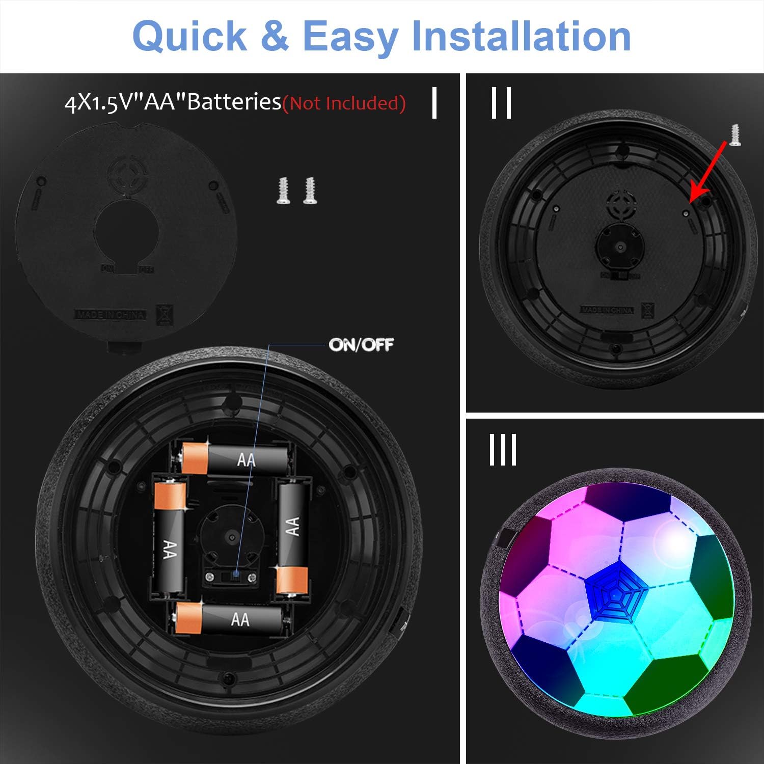 IROO Hover Soccer Toys, Air Power Ball, Kids Toys Indoor Floating with LED Lights and Upgraded Foam Bumper, Perfect for 3 4 5 6 7 8 Years Old Boy, Xmas, Birthday, Christmas, Xmas: Toys & Games