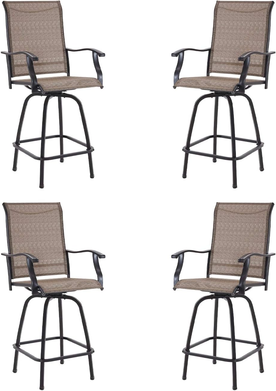 sundale outdoor bar stools on Amazon Com Outdoor Swivel Bar Stools All Weather Counter Height Tall Patio Chair 4 Pack For Garden Backyard Kitchen Dining