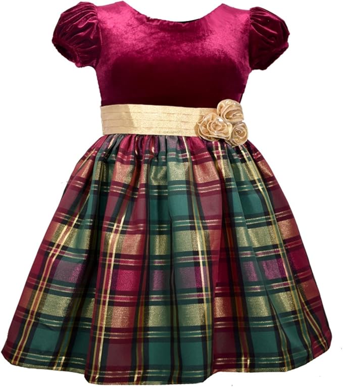 baby girl bonnie jean velvet plaid dress