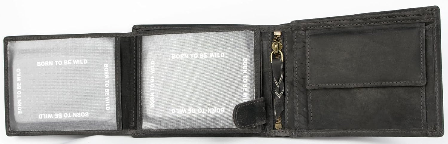 Men's Dark Grey Strong Genuine Leather Wallet with Shark - Image 4