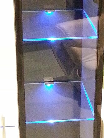 LED Glasregalbeleuchtung - LED Vitrinenbeleuchtung, 4 x LED Clipleuchten - mit je 3 LED Lichtfarbe blau