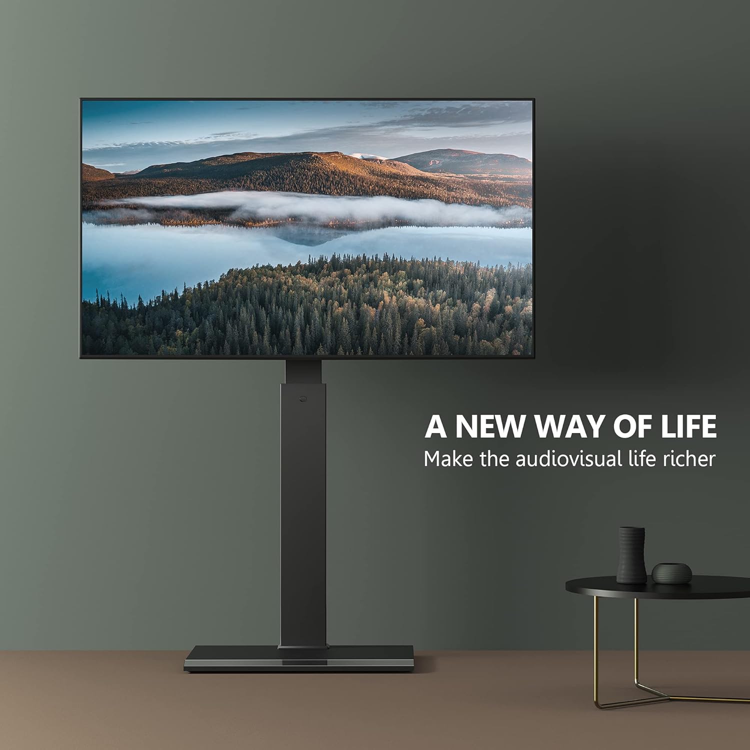 FITUEYES Iron Base Swivel Floor TV Stand with Mount Space Saving for TVs Up to 55” LCD LED OLED Plasma Flat Panel or Curved Screen Height Adjustable, FT-S1601MB: Electronics
