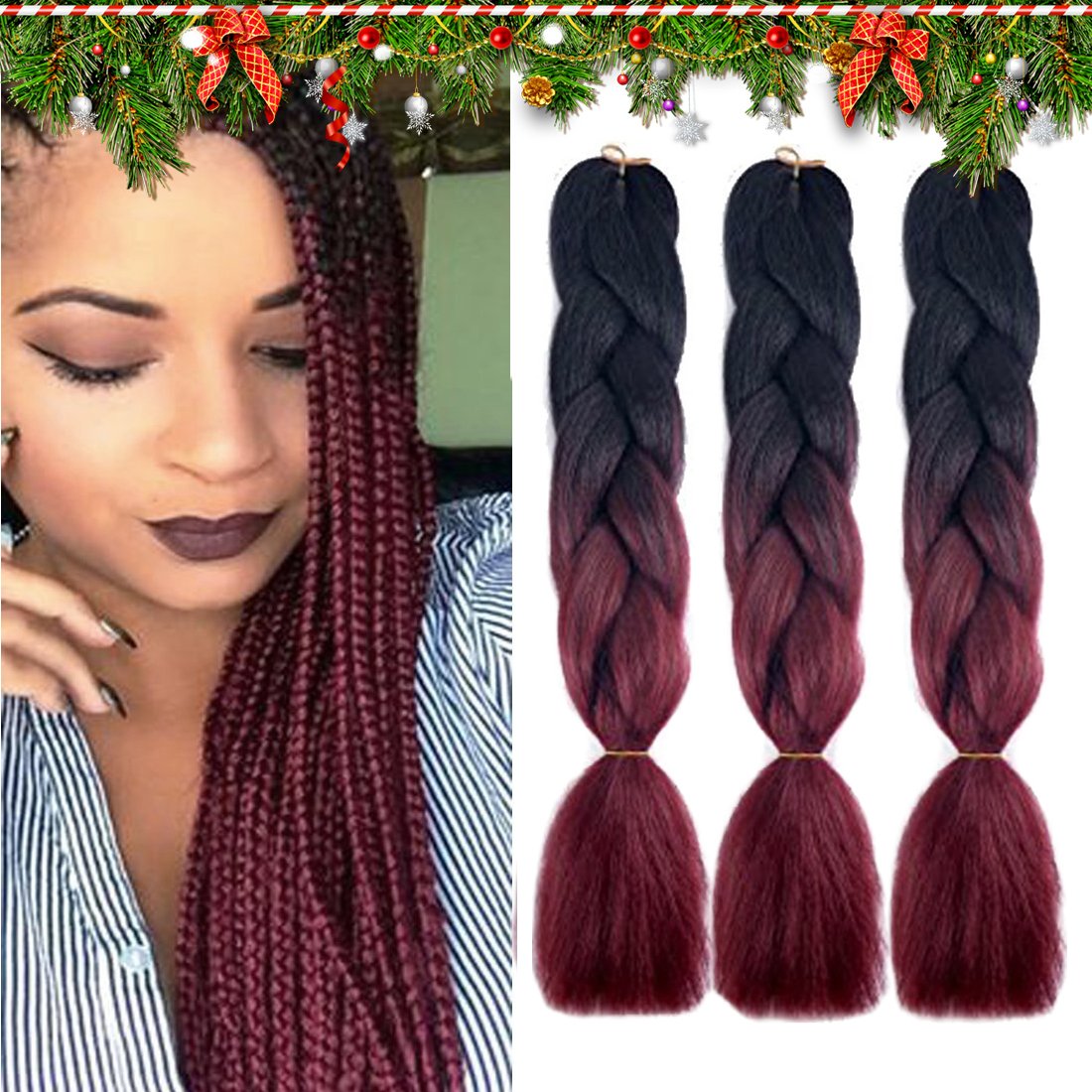 Dark burgundy kanekalon braiding hair Clearance