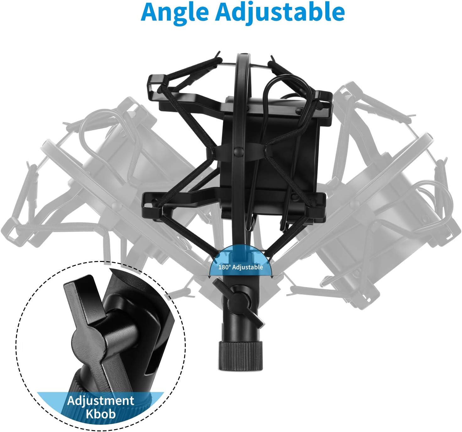 Moukey Microphone Shock Mount with Metal Pop Filter, Compatible with 49mm-54mm Diameter Mic AT2020 /AT2020USB Except Blue Yeti, Anti-Vibration Suspension Shock Mount with Screw Adapter: Musical Instruments