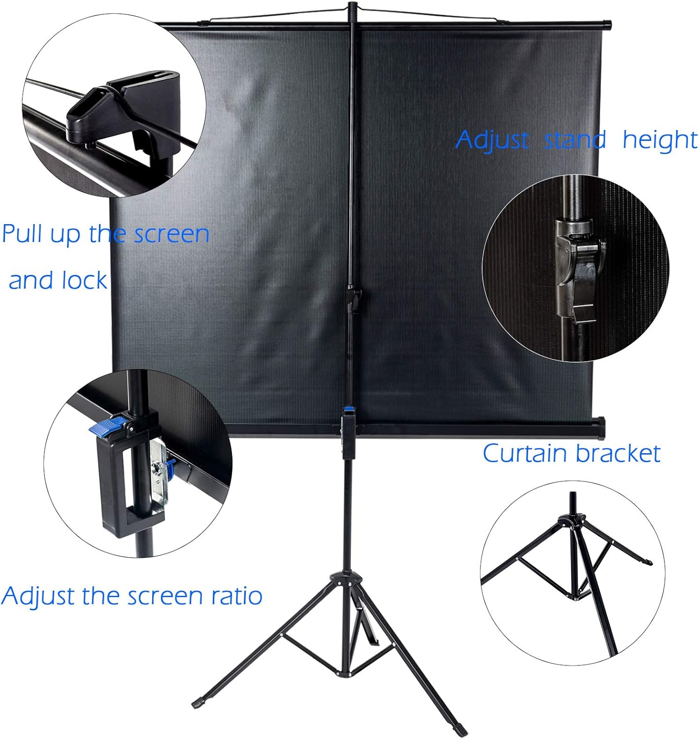 Display4top 60" Portable Projector Screen,4:3 Portable Foldable For Home Theater Cinema Indoor Outdoor Projector Movie Screen,Screen:122cm(W) x 91cm(H) (60" Portable Tripod) - Image 4