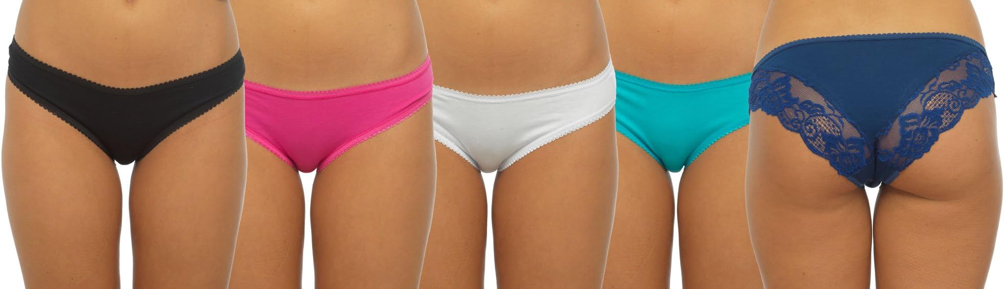New 5 Pack Ladies Brazilian Briefs with Cotton Stretch