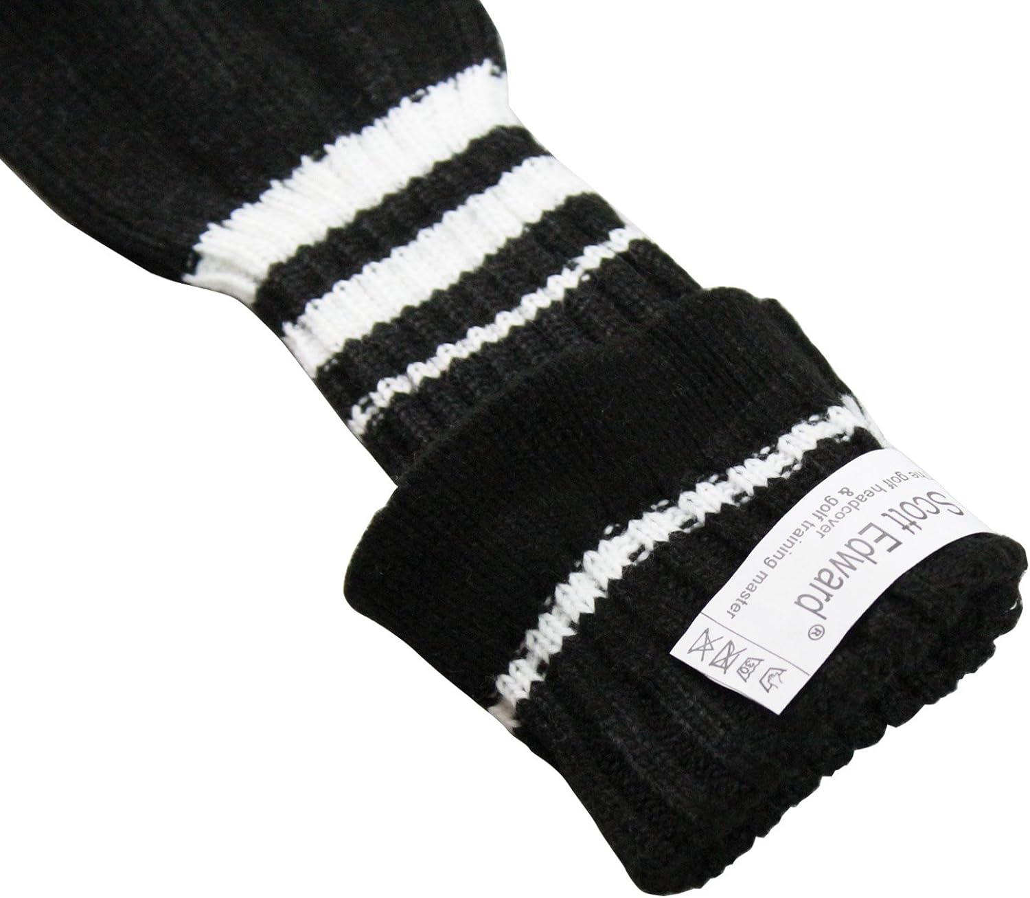 Scott Edward Black Color White Stripes Golf Pom Pom Head Covers Set of 3 for Wood Clubs, Rotating Number Tags : Sports & Outdoors