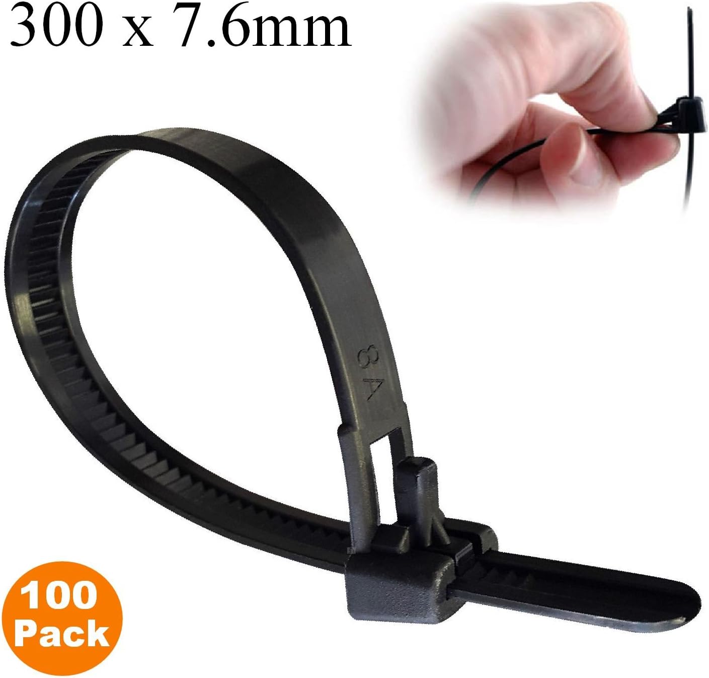 100 x Black Releasable Cable Ties 300mm x 7.6mm Reusable Wire Tidy Zip Wrap Straps Amazon.co.uk