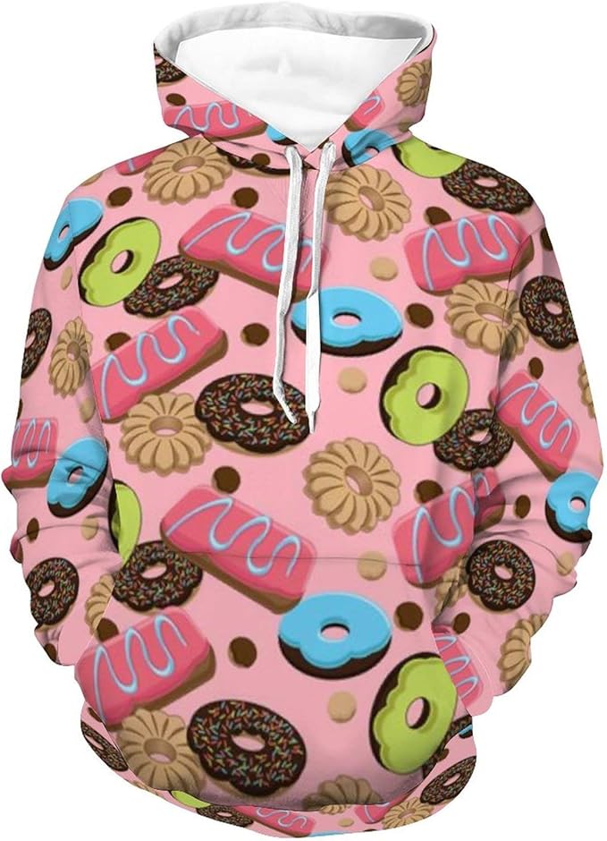 Teen Cookies Decorative Pink Fashion Pullover Hooded Sweatshirts with