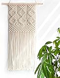Handmade Macrame Wall Hanging Woven Tapestry - BOHO Chic Home Art Decor - Bohemian Apartment Studio Dorm Decorative Interior Wall Decor - Living Room Bedroom Nursery Craft Decorations, 12.0"W x 25.0"L