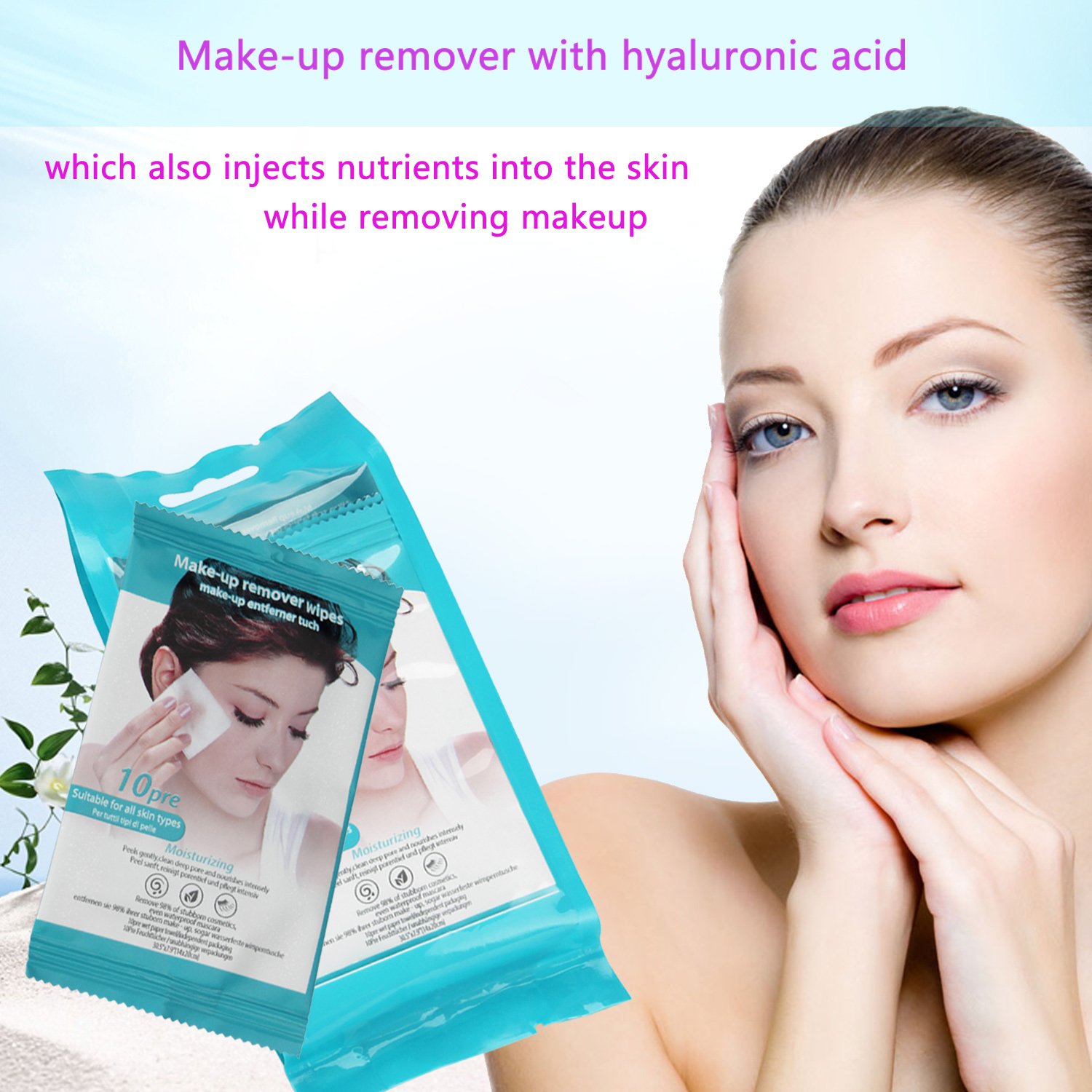 Betope Toallitas Desmaquillantes, Toallitas de limpieza para quitar maquillaje, MakeUp Wipes, Hidratante, Suave, Sin alcohol, No Irritante, Adecuado para Pieles Sensibles - 10 Unidades X3 Pcs