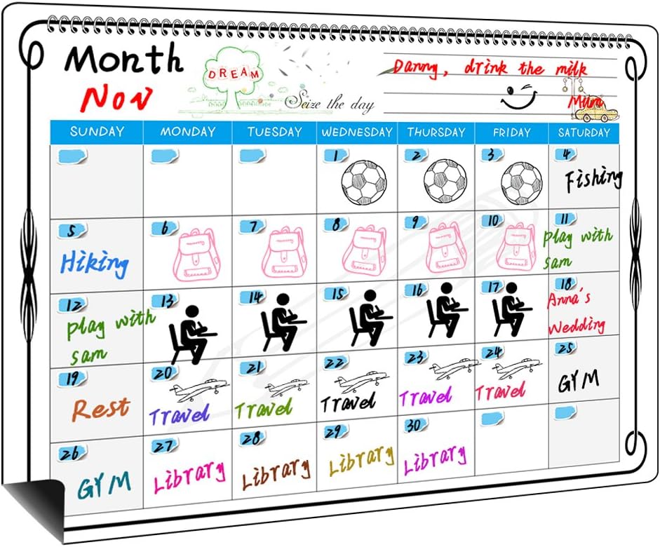 MysDecal Dry Erase Calendar, Magnetic Calendar and Grocery List for Refrigerator,Whiteboard Month Calendar Board to Better Organize Your Daily Life