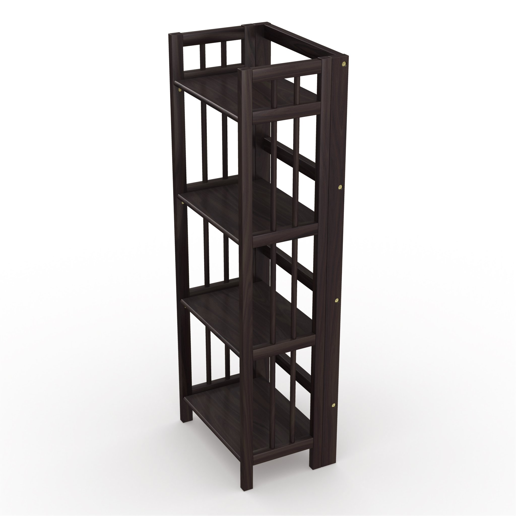 StonyEdge No Assembly Folding Bookcase, 4 Shelves, Media