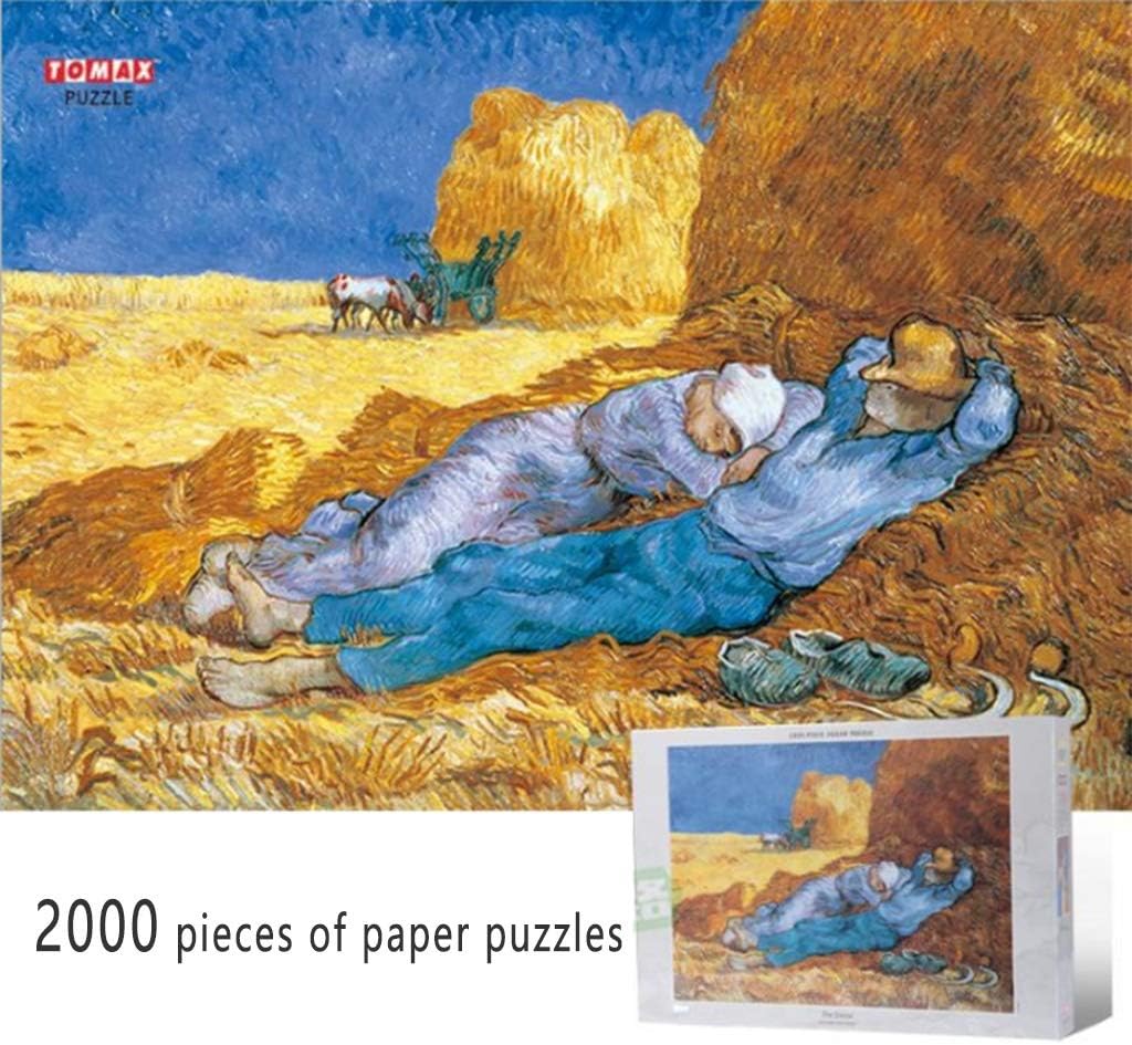 QJKai The Siesta 2000 Piece Vincent Van Gogh Jigsaw Puzzle Paper Art Oil Print Wall Home Decor Education Toys for Adults Kids