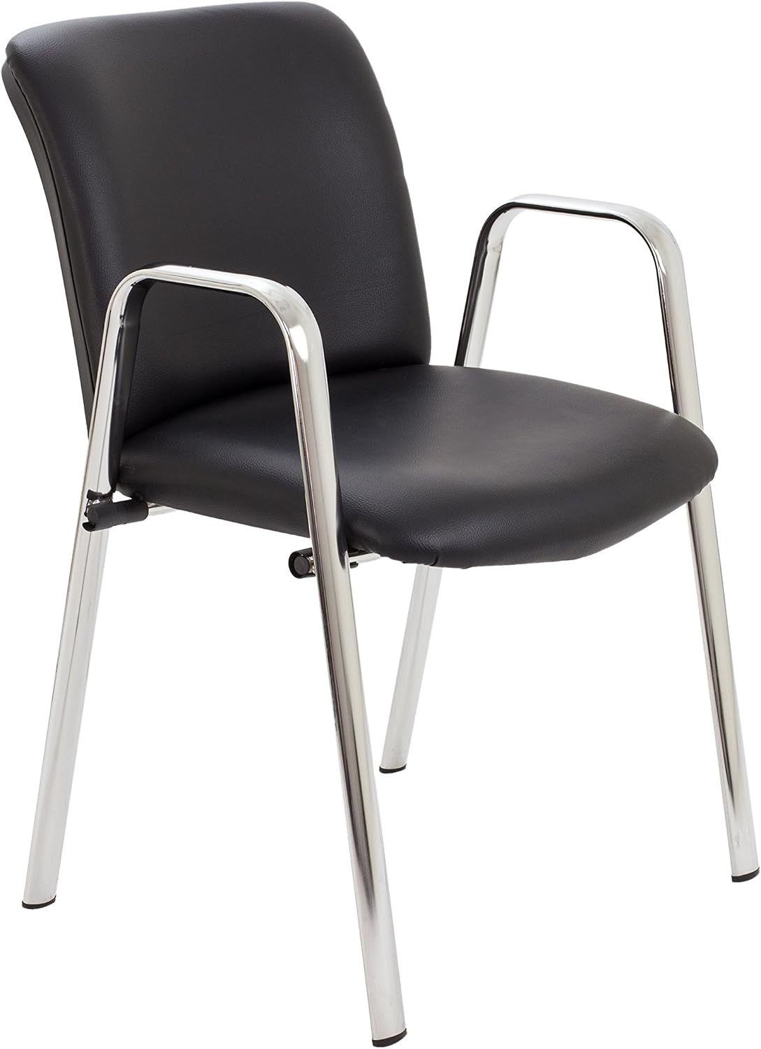 Office Hippo Heavy Duty Stackable Meeting Reception Armchair - Chrome Frame/Faux Leather