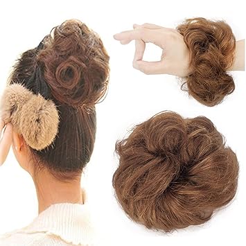 Amazon Com 100 Human Hair Wave Curly Messy Scrunchie Wrap For