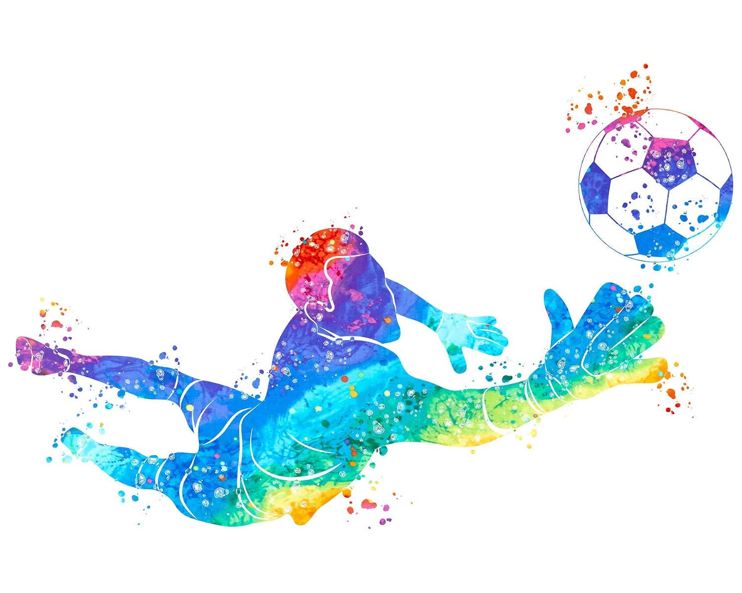 Soccer Wall Art Gift for Men - Gifts for Him - Watercolor Vibrant Sports Posters - Workout Football room decor - Abstract decor for boys bedroom…