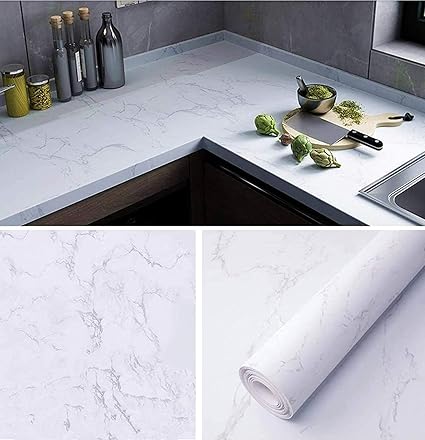 Fantasnight Tile Stickers Marble Sticky Back Plastic White Gray Paper 40x300cm Granite Self Adhesive Wallpaper Furniture Renovation Waterproof Decorative Bathroom Kitchen Worktop Vinyl Film Roll Amazon Co Uk Home Kitchen